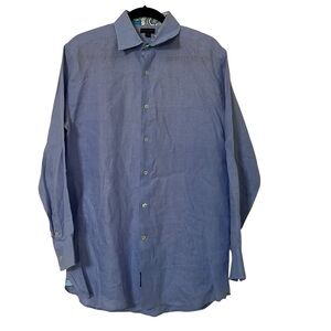 Lilly Pulitzer Blue Linen Long Sleeve Palm Beach Wyeth Shirt Size Medium.